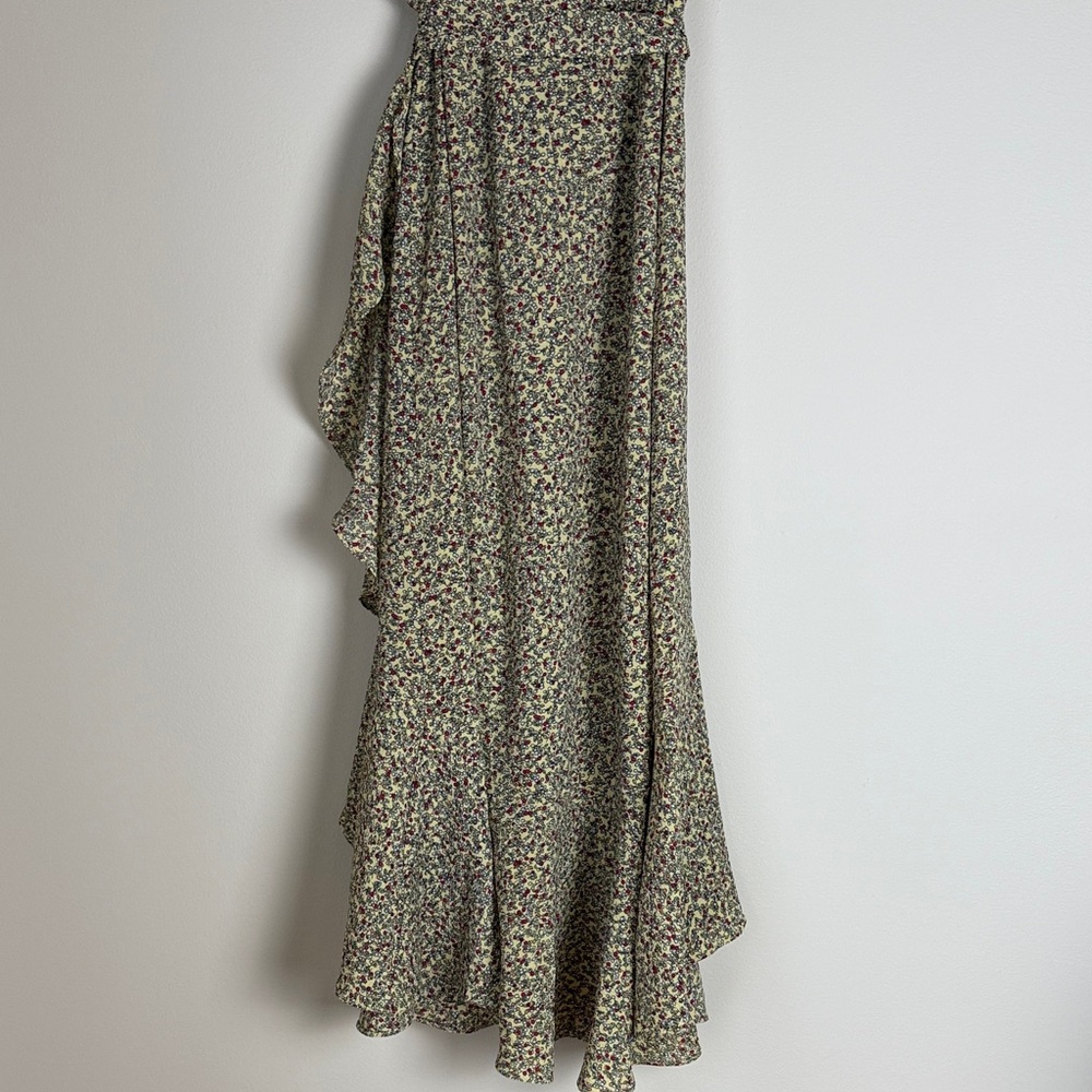 Max Studio Women's Yellow Red Floral High-Low Wrap Dress Size M - Picture 7 of 12